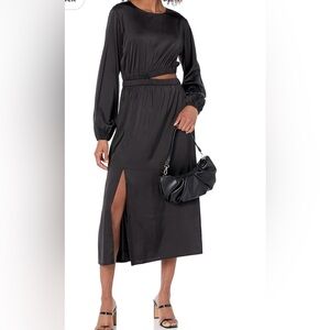 NWT Black Midi A-Line Skirt with Slit